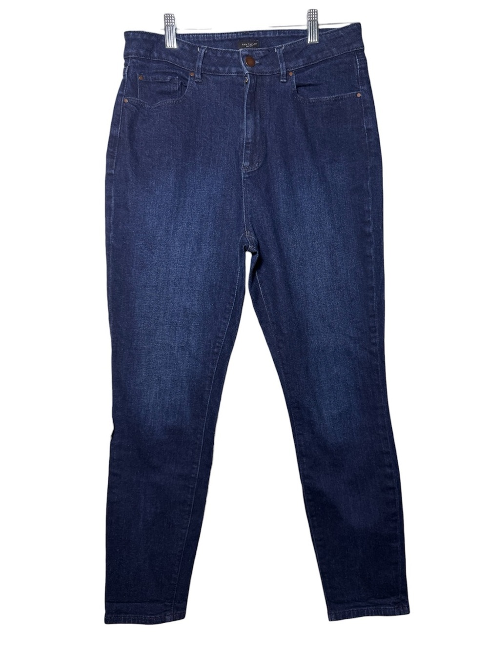 Ann Taylor Factory tapered Jeans Blue Dark Wash Denim 5-Pocket Women's 8
